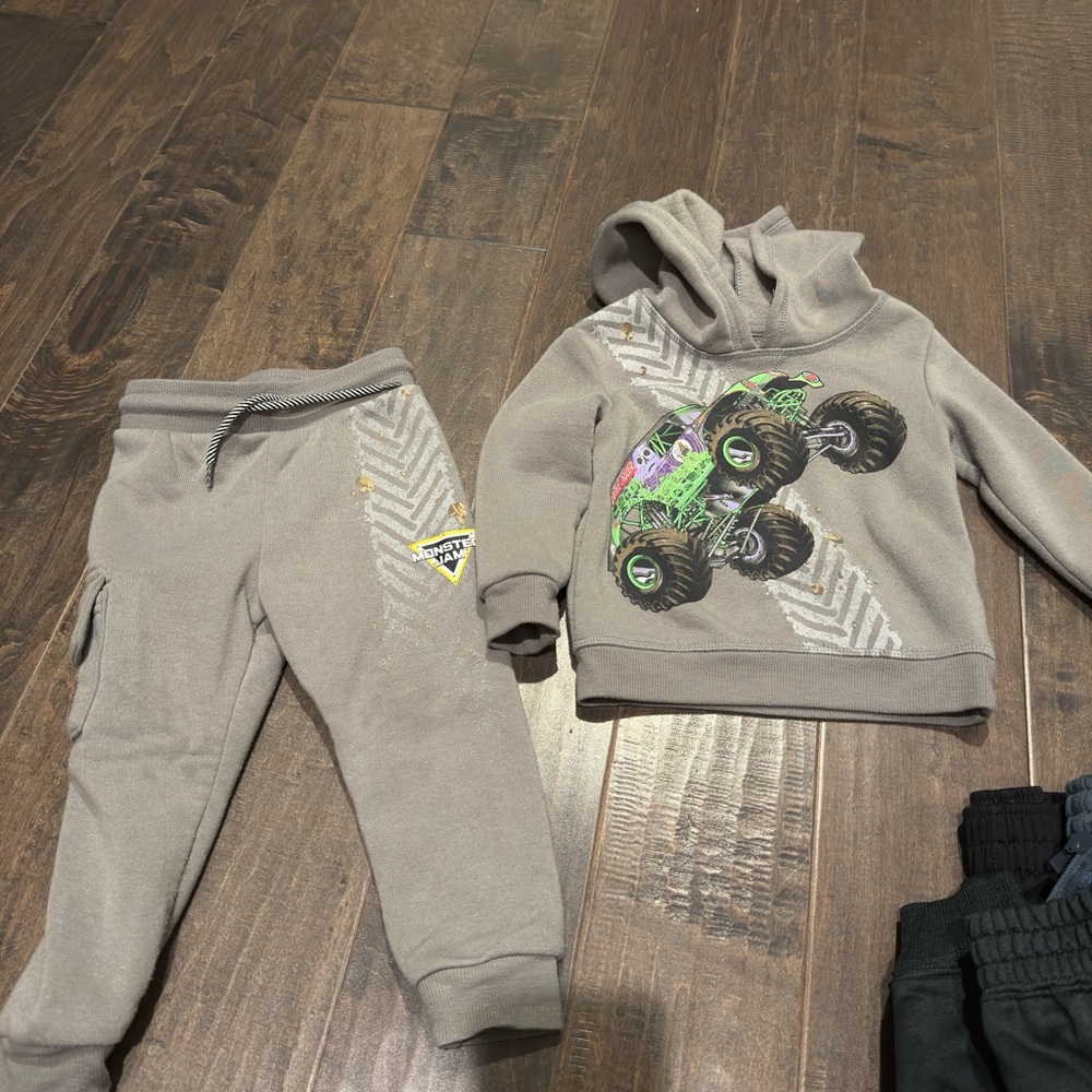 Kids Gray Monster Truck Matching Set